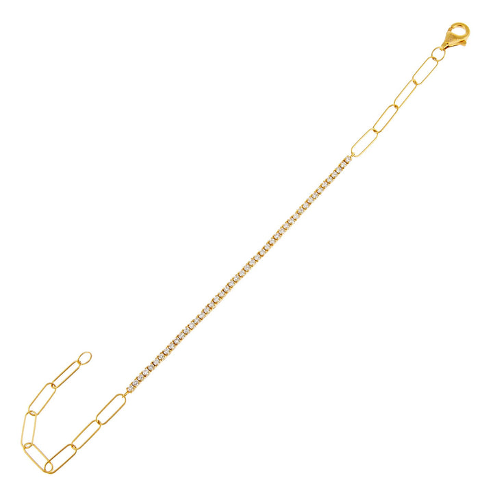 14K Gold Diamond Tennis X Link Bracelet 14K - Adina Eden's Jewels