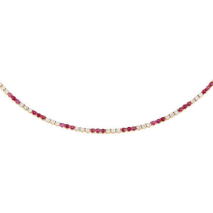 14K Gold Diamond X Ruby Tennis Necklace 14K - Adina Eden's Jewels
