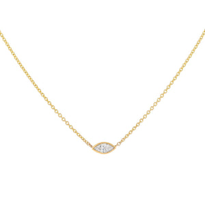 14K Gold Diamond Bezel Marquise Necklace 14K - Adina Eden's Jewels