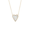 Mother of Pearl Large Diamond Pavé Outline Stone Heart Necklace 14K - Adina Eden's Jewels