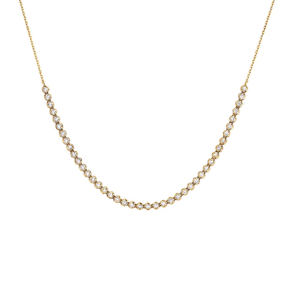 14K Gold Diamond Thin Half Tennis Necklace 14K - Adina Eden's Jewels