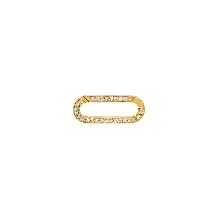 14K Gold Mini Diamond Pave Paperclip Charm Connector Clasp 14K - Adina Eden's Jewels