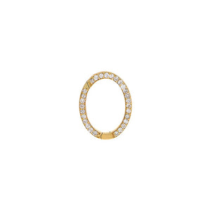 14K Gold Large Diamond Pave Oval Charm Connector Clasp 14K - Adina Eden's Jewels