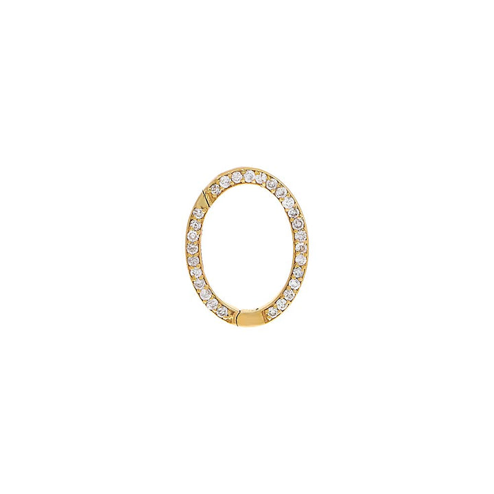 14K Gold Large Diamond Pave Oval Charm Connector Clasp 14K - Adina Eden's Jewels