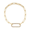 14K Gold Diamond Elongated Paperclip Bracelet 14K - Adina Eden's Jewels