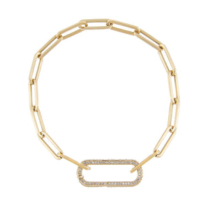 14K Gold Diamond Elongated Paperclip Bracelet 14K - Adina Eden's Jewels