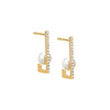 14K Gold Diamond Pavé & Pearl Open Hoop Stud Earring 14K - Adina Eden's Jewels