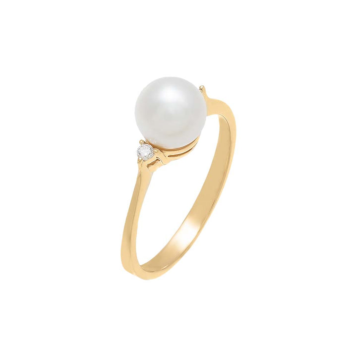 14K Gold Diamond X Pearl Ring 14K - Adina Eden's Jewels