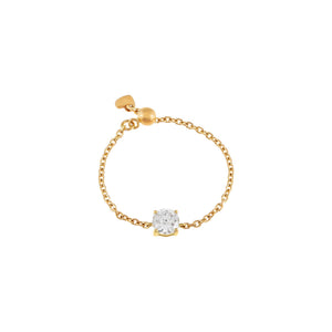 14K Gold Diamond Solitaire Chain Ring 14K - Adina Eden's Jewels
