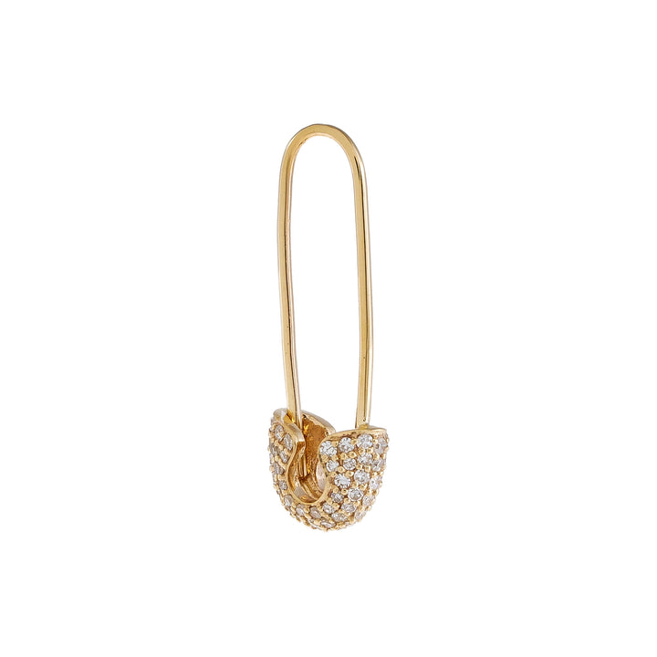  Diamond Thin Safety Pin Drop Earring 14K - Adina Eden's Jewels