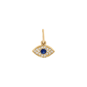 Sapphire Blue Mini Diamond Evil Eye Necklace Charm 14K - Adina Eden's Jewels