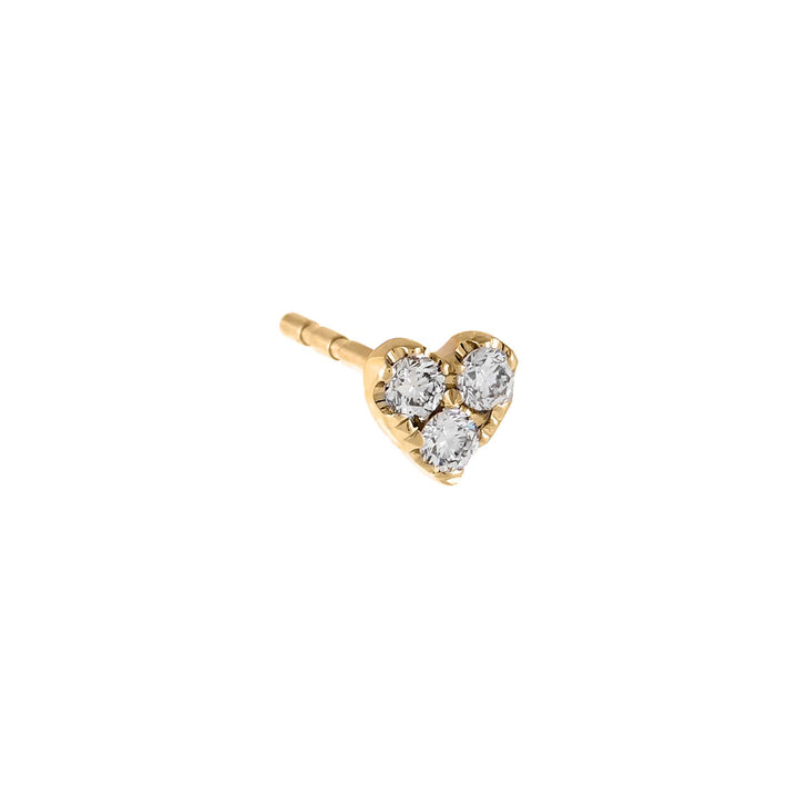 14K Gold / Single Small Heart Diamond Cluster Stud Earring 14K - Adina Eden's Jewels