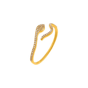 14K Gold / 6 Diamond Serpent Wrap Ring 14K - Adina Eden's Jewels