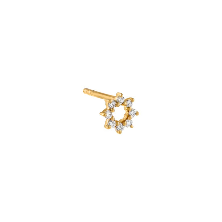 14K Gold / Single Diamond Open Flower Stud Earring 14K - Adina Eden's Jewels