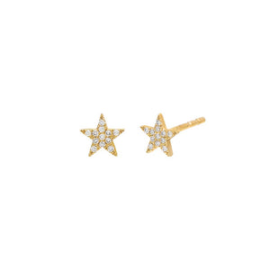14K Gold / Pair Diamond Star Stud Earring 14K - Adina Eden's Jewels
