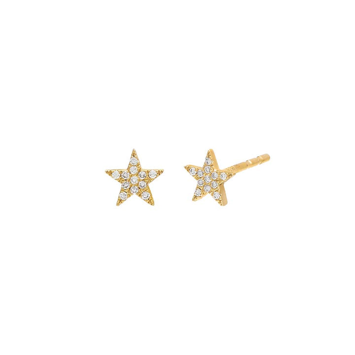 14K Gold / Pair Diamond Star Stud Earring 14K - Adina Eden's Jewels