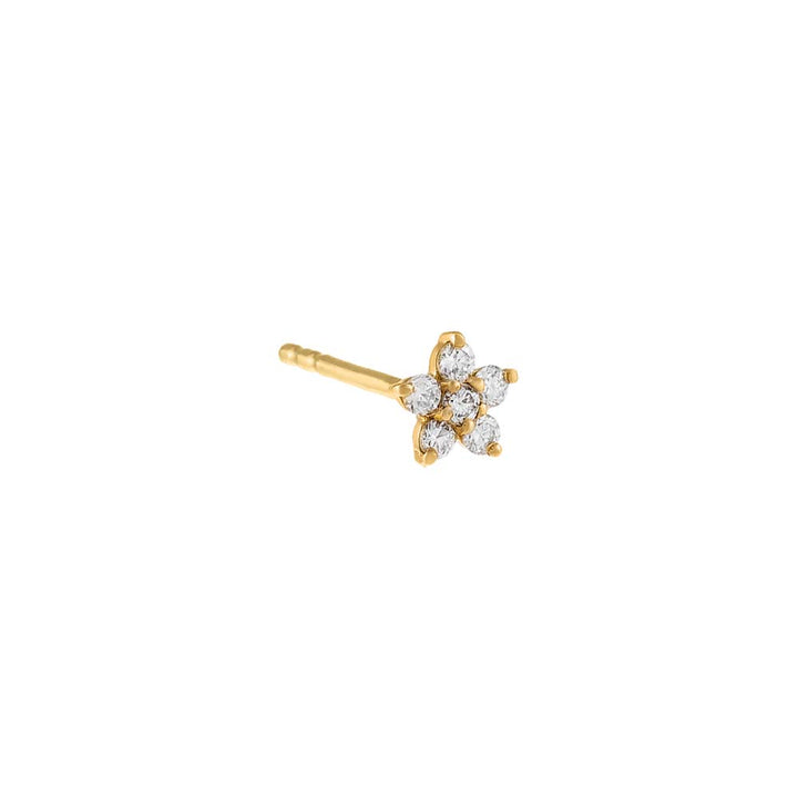 14K Gold / Single Mini Diamond Flower Stud Earring 14K - Adina Eden's Jewels