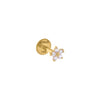 14K Gold Mini CZ Flower Threaded Stud Earring 14K - Adina Eden's Jewels