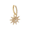 14K Gold / Single Diamond Starburst Charm Huggie Earring 14K - Adina Eden's Jewels