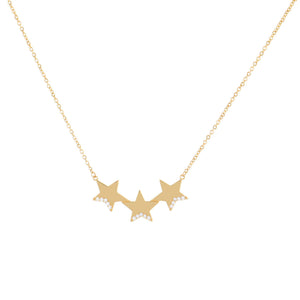 14K Gold CZ Triple Star Necklace 14K - Adina Eden's Jewels