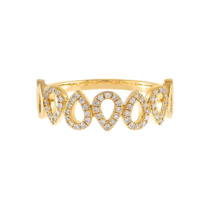  Diamond X Solid Teardrop Ring 14K - Adina Eden's Jewels