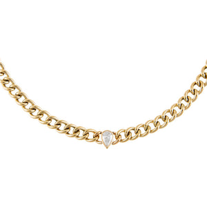 14K Gold Diamond Teardrop X Miami Cuban Link Choker 14K - Adina Eden's Jewels