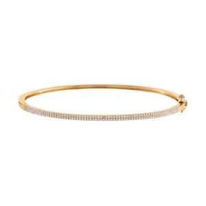 14K Gold Diamond Double Pavé Bangle 14K - Adina Eden's Jewels
