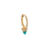 Turquoise / Single Pavé Diamond Turquoise Spike Huggie Earring 14K - Adina Eden's Jewels