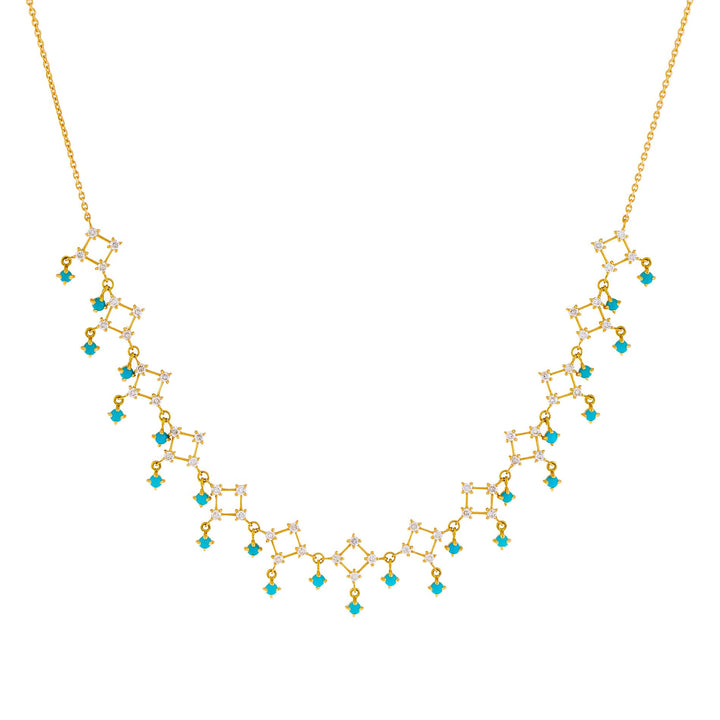 Turquoise Turquoise Cluster Dangling Necklace 14K - Adina Eden's Jewels