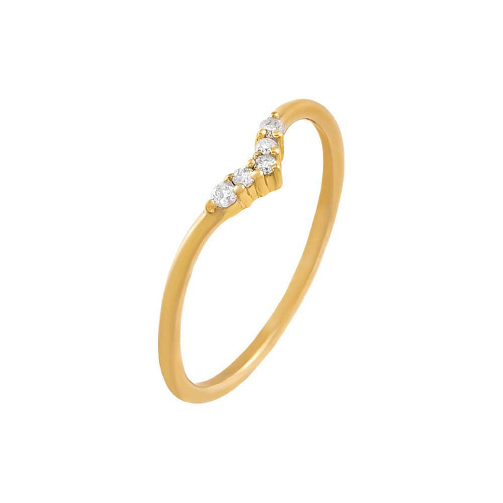 14K Gold / 6 Diamond Chevron Ring 14K - Adina Eden's Jewels