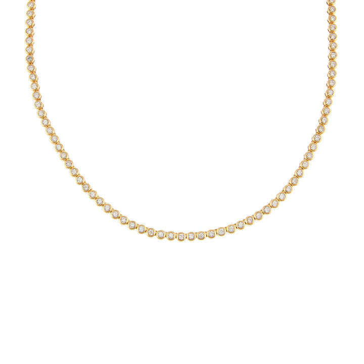 14K Gold Diamond Bezel Tennis Necklace 14K - Adina Eden's Jewels