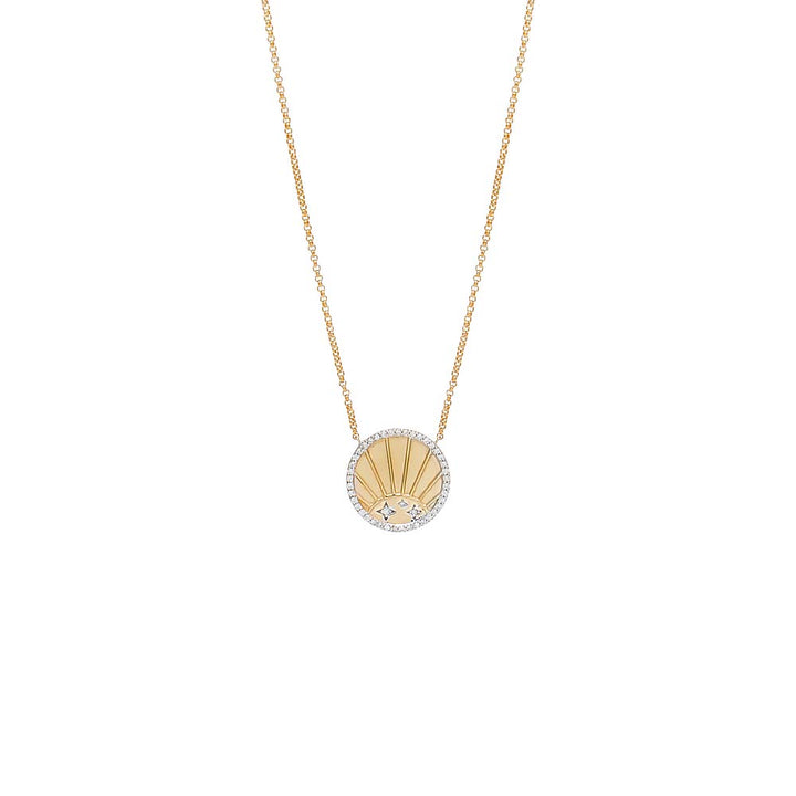 14K Gold Diamond Striped Coin Necklace 14K - Adina Eden's Jewels