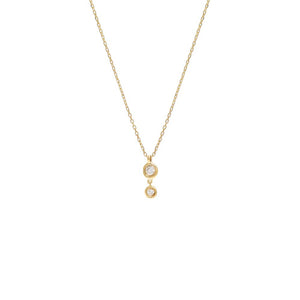 14K Gold Diamond Double Bezel Drop Necklace 14K - Adina Eden's Jewels