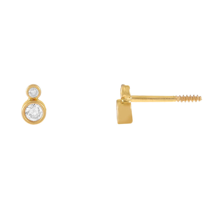 14K Gold CZ Double Bezel Stud Earring 14K - Adina Eden's Jewels