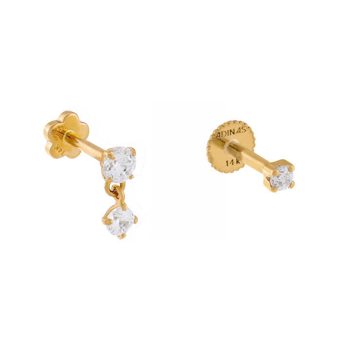 14K Gold Solitaire Stud Earring Combo Set 14K - Adina Eden's Jewels