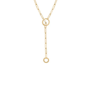 14K Gold Paperclip Toggle Lariat Necklace 14K - Adina Eden's Jewels