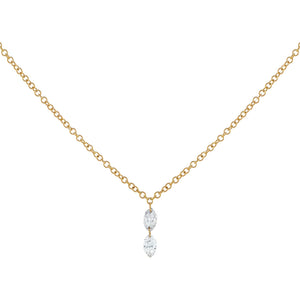 14K Gold Diamond Double Marquise Floating Necklace 14K - Adina Eden's Jewels