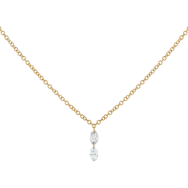 14K Gold Diamond Double Marquise Floating Necklace 14K - Adina Eden's Jewels