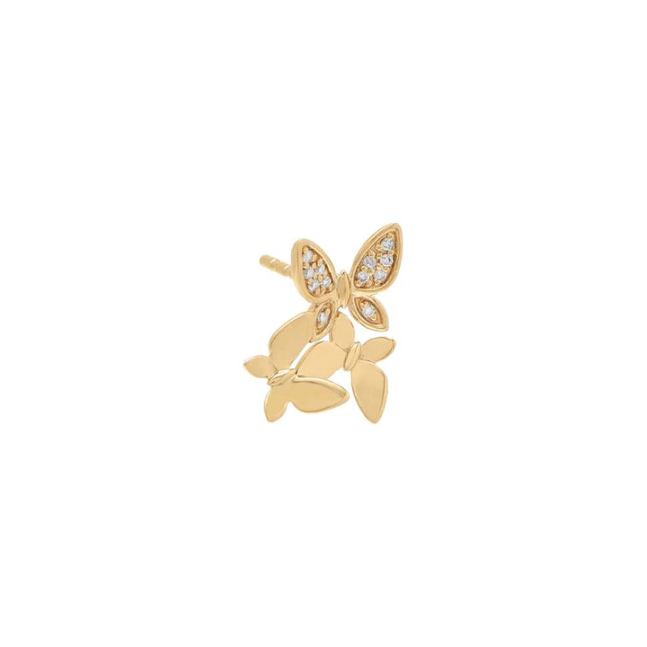 14K Gold / Single Diamond Butterfly Cluster Stud Earring 14K - Adina Eden's Jewels
