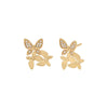 14K Gold / Pair Diamond Butterfly Cluster Stud Earring 14K - Adina Eden's Jewels