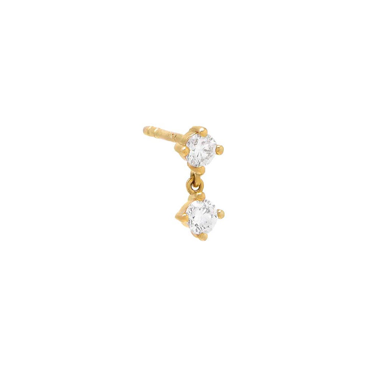 14K Gold / Single Round Diamond Dangling Stud Earring 14K - Adina Eden's Jewels