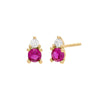 Ruby Red / Pair Colored Double Solitaire Stud Earring 14K - Adina Eden's Jewels