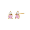 Sapphire Pink / Pair Colored Double Solitaire Stud Earring 14K - Adina Eden's Jewels