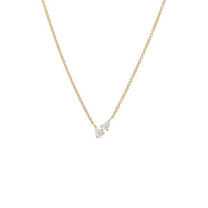 14K Gold Double Diamond Teardrop Necklace 14K - Adina Eden's Jewels