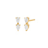 14K Gold / Pair Diamond Double Teardrop Stud Earring 14K - Adina Eden's Jewels