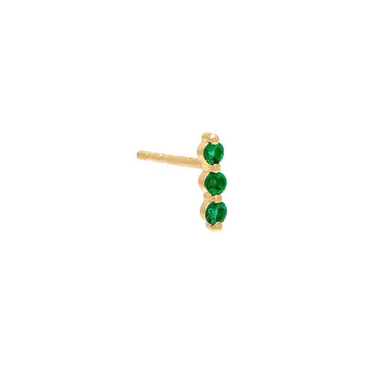 14K Gold / Single Emerald Bar Stud Earring 14K - Adina Eden's Jewels
