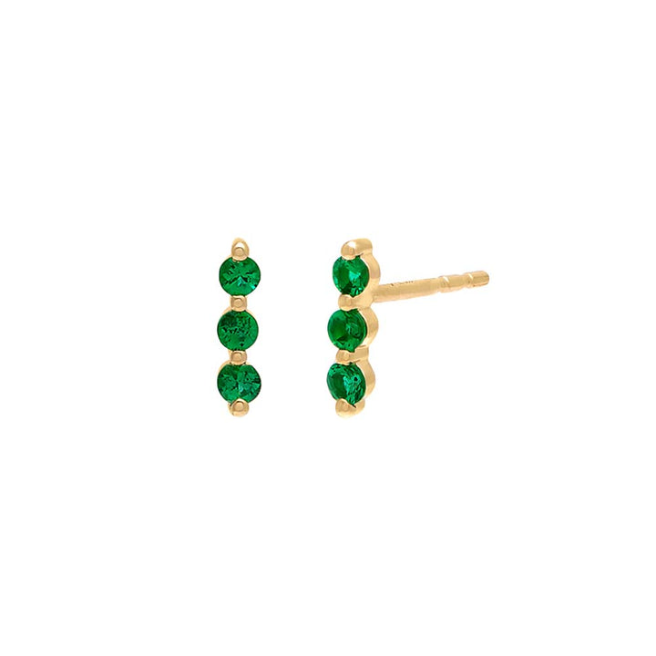  Emerald Bar Stud Earring 14K - Adina Eden's Jewels