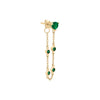 Emerald Green / Single Emerald Green Drop Down Font Chain Stud Earring 14K - Adina Eden's Jewels