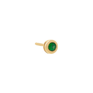 Emerald Green / Single Itty Bitty Colored Bezel Stud Earring 14K - Adina Eden's Jewels