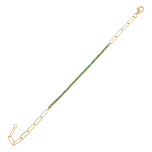  Thin Gemstone X Tennis Link Bracelet 14K - Adina Eden's Jewels